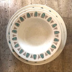 Metlox Navajo Poppytrail Soup Salad and Cereal Bowls 5 in Teal and Cream